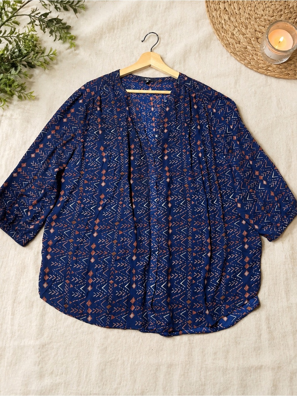 NYDJ Navy and Rust Open-Front Tunic